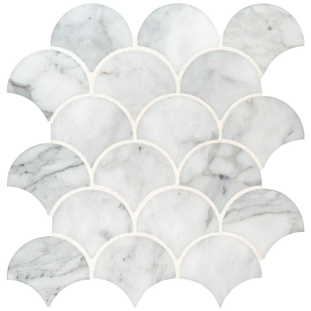 MSI Calacatta Blanco Scallop 12.8 In. X 10.43 In. X 10mm Polished Marble Mesh-Mounted Mosaic Tile (9.3 Sq. Ft. / Case) - Image 6