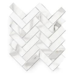 Florida Tile Home Collection Avante Bianco 12 In. X 15 In. X 9 Mm Porcelain Herringbone Mosaic Tile (5.65 Sq. Ft. / Case)