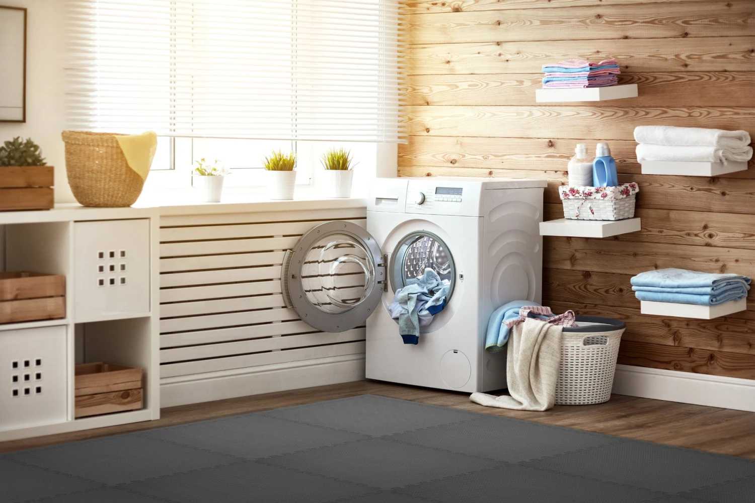 Norsk Dark Green 24 In. X 24 In. EVA Foam Non-Toxic Solid Color Interlocking Tile (24-Tile) - Image 11