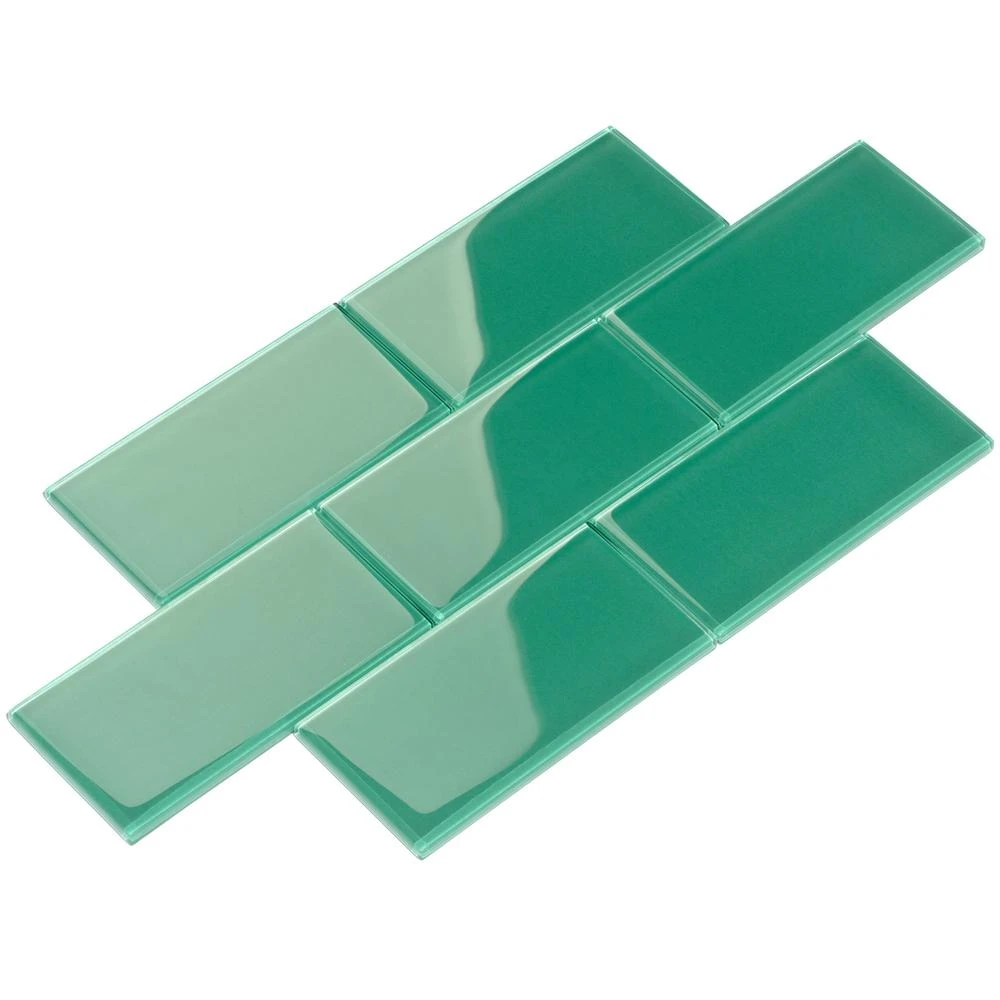 Giorbello Dark Teal 4 In. X 12 In. X 8mm Glass Subway Tile (5 Sq. Ft./Case) - Image 15