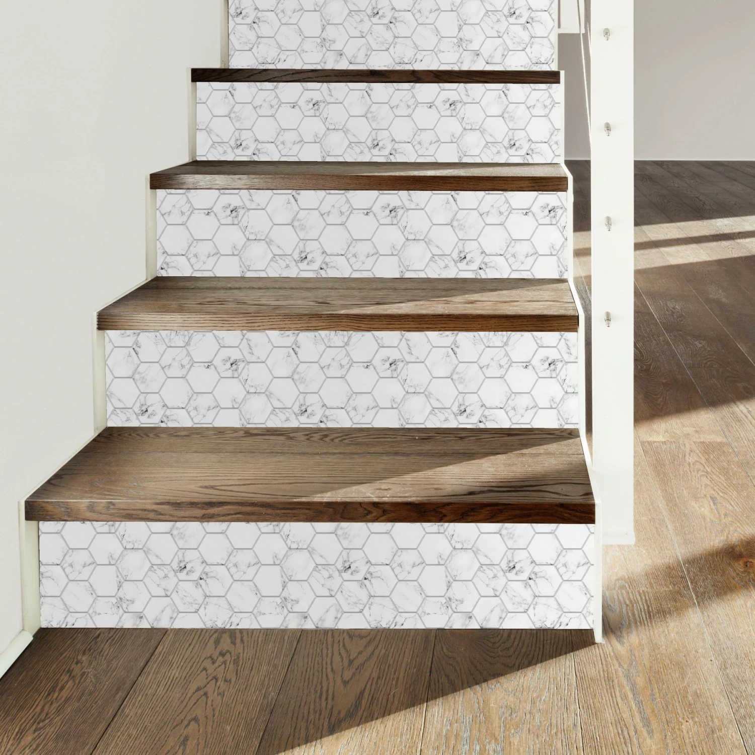 RoomMates Carrara Marble Hexagon Peel And Stick Backsplash - Image 5