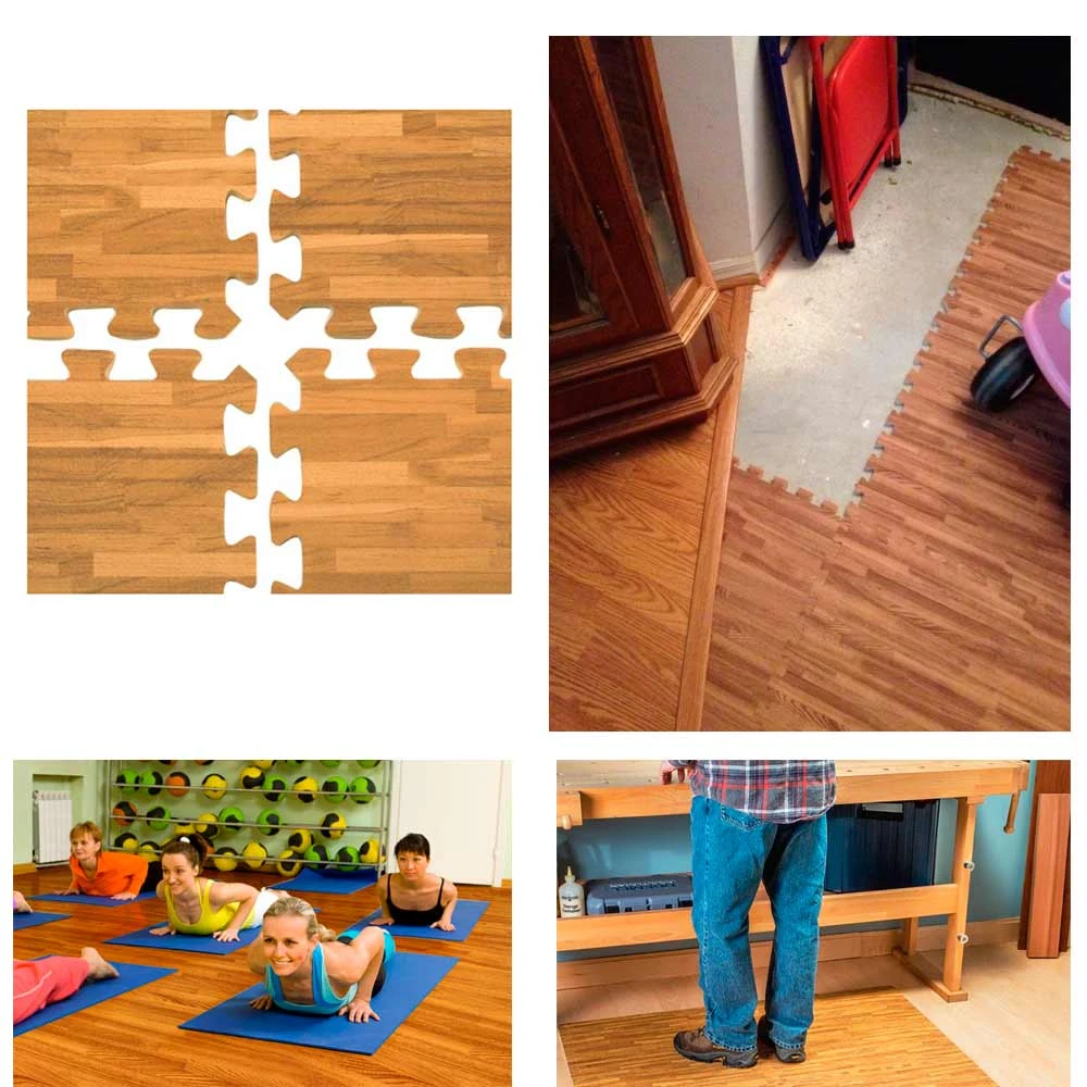 Interlocking Wood Effect Mats Eva Soft Foam Exercise Floor Gym Office Mat Puzzle - Image 5