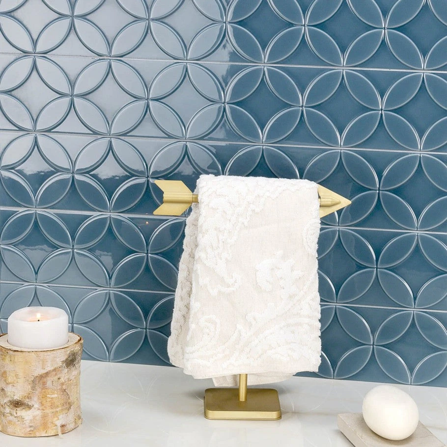 Bond Tile Sheffield Deco Blue 4 In. X 24 In. Polished Ceramic Wall Tile (8 Pieces 5.16 Sq. Ft. / Box) - Image 2