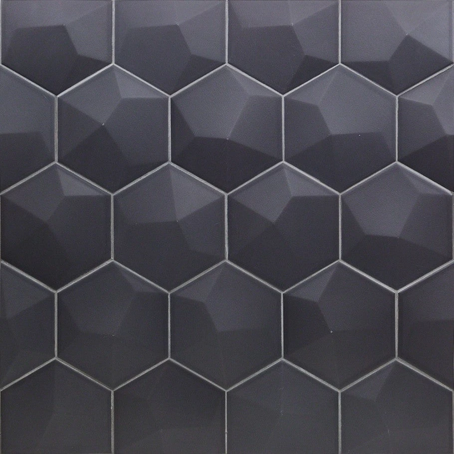 Magen 3D-Hex Dark Gray Matte Ceramic Hexagon Tile