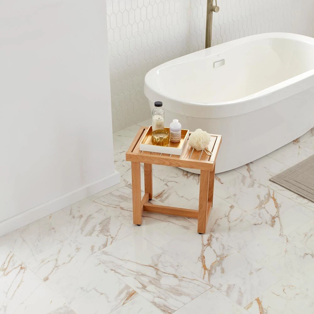 Daltile QuicTile 12 In. X 24 In. Calacatta Marble Polished Porcelain Locking Floor Tile (9.6 Sq. Ft. / Case) - Image 5