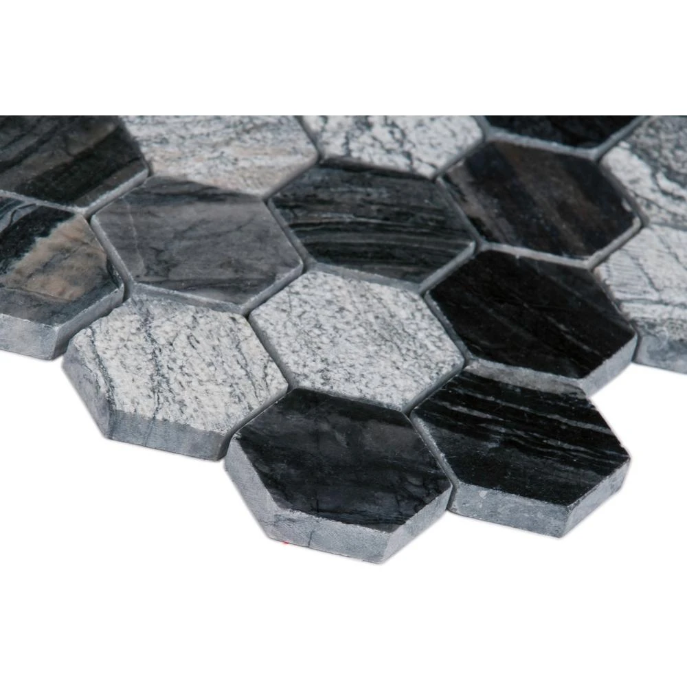 MSI Henley Hexagon 12 In. X 12 In. X 10 Mm Textured Marble Mesh-Mounted Mosaic Tile (10 Sq. Ft. / Case) - Image 4
