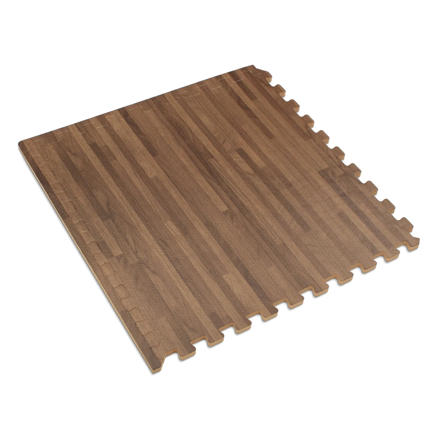 Forest Floor 5/8" Thick Printed Wood Grain Interlocking Foam Floor Mats, 16 Sq Ft (4 Tiles), Walnut - Image 2