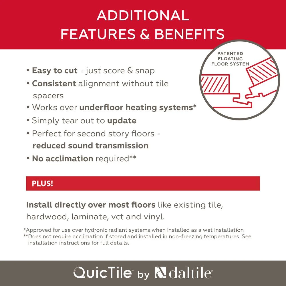 Daltile QuicTile 12 In. X 24 In. Calacatta Marble Polished Porcelain Locking Floor Tile (9.6 Sq. Ft. / Case) - Image 13