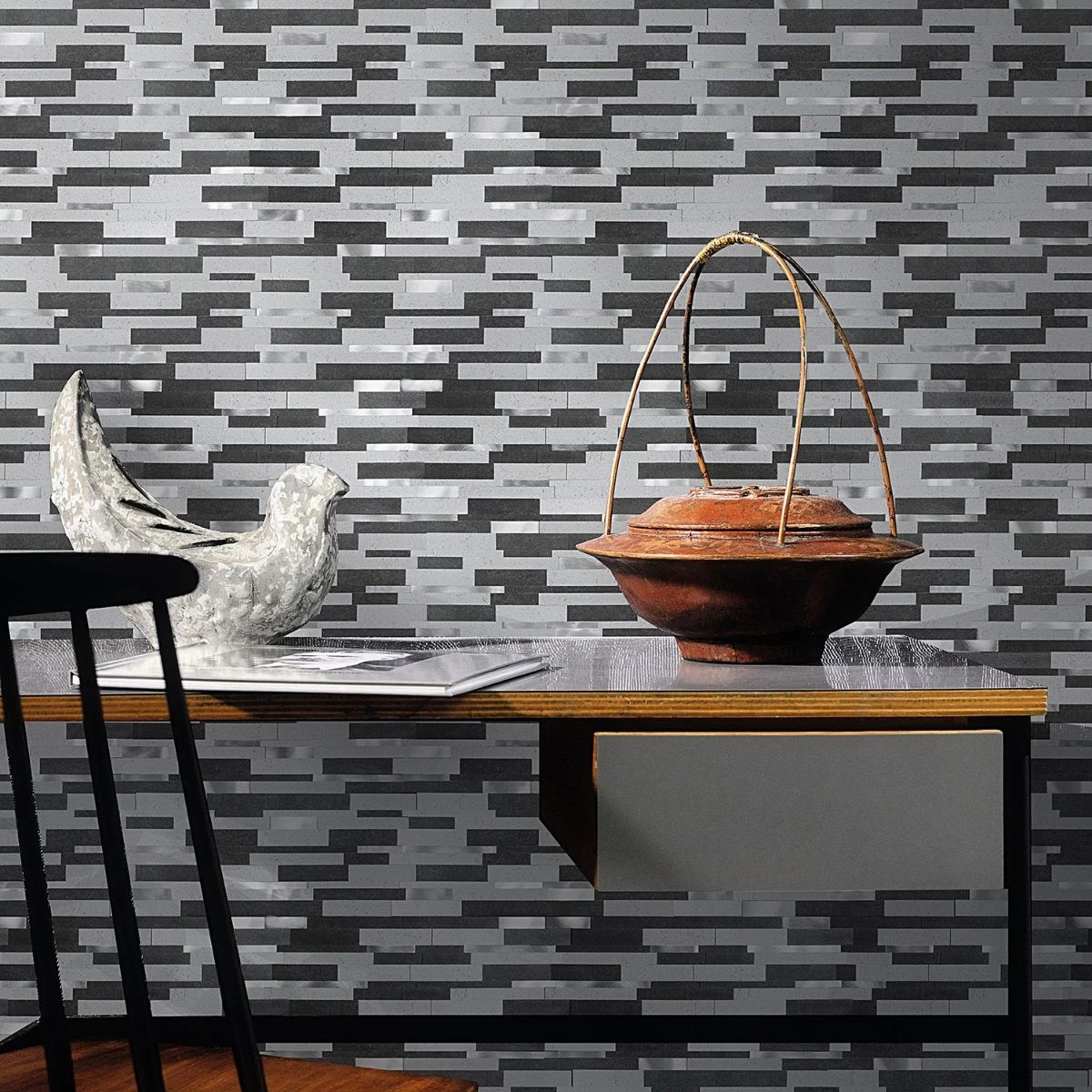 Bond Tile Easy Luxe Metalway Gray 11.81 In. X 11.81 In. SPC Peel And Stick Tile (0.96 Sq. Ft. / Sheet) - Image 2