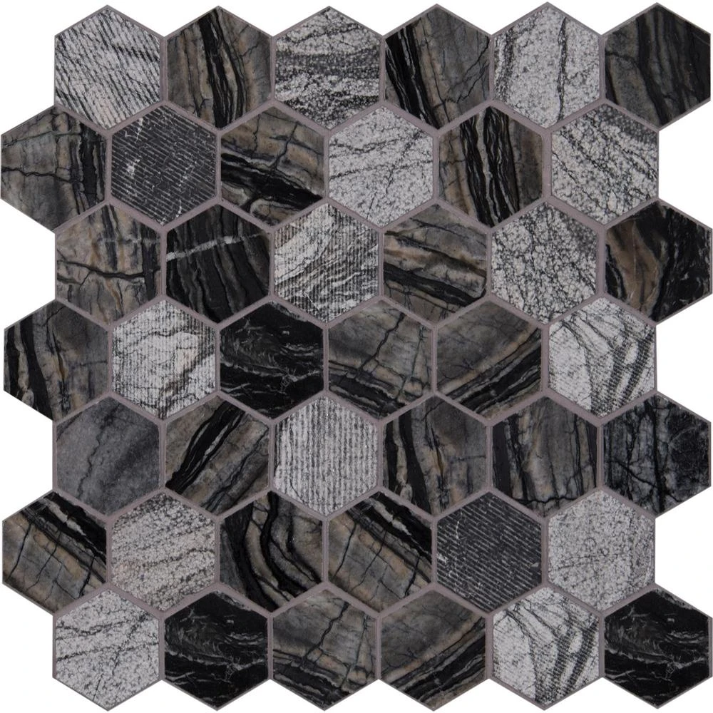 MSI Henley Hexagon 12 In. X 12 In. X 10 Mm Textured Marble Mesh-Mounted Mosaic Tile (10 Sq. Ft. / Case) - Image 5