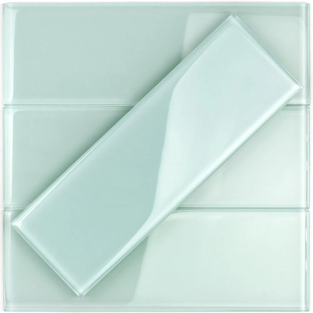 Ivy Hill Tile Contempo Seafoam 4 In. X 12 In. X 8mm Polished Glass Subway Wall Tile (1 Sq. Ft.) (15 Pieces 5 Sq.ft/Box) - Image 2