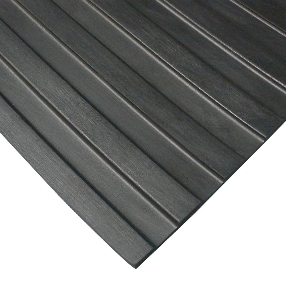 Rubber-Cal Corrugated Wide Rib 3 Ft. X 20 Ft. Black Rubber Flooring (60 Sq. Ft.)