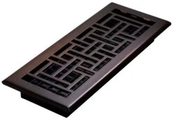 Decor Grates 4" X 12" Steel Plated Rubbed Bronze Finish Oriental Design Floor Register
