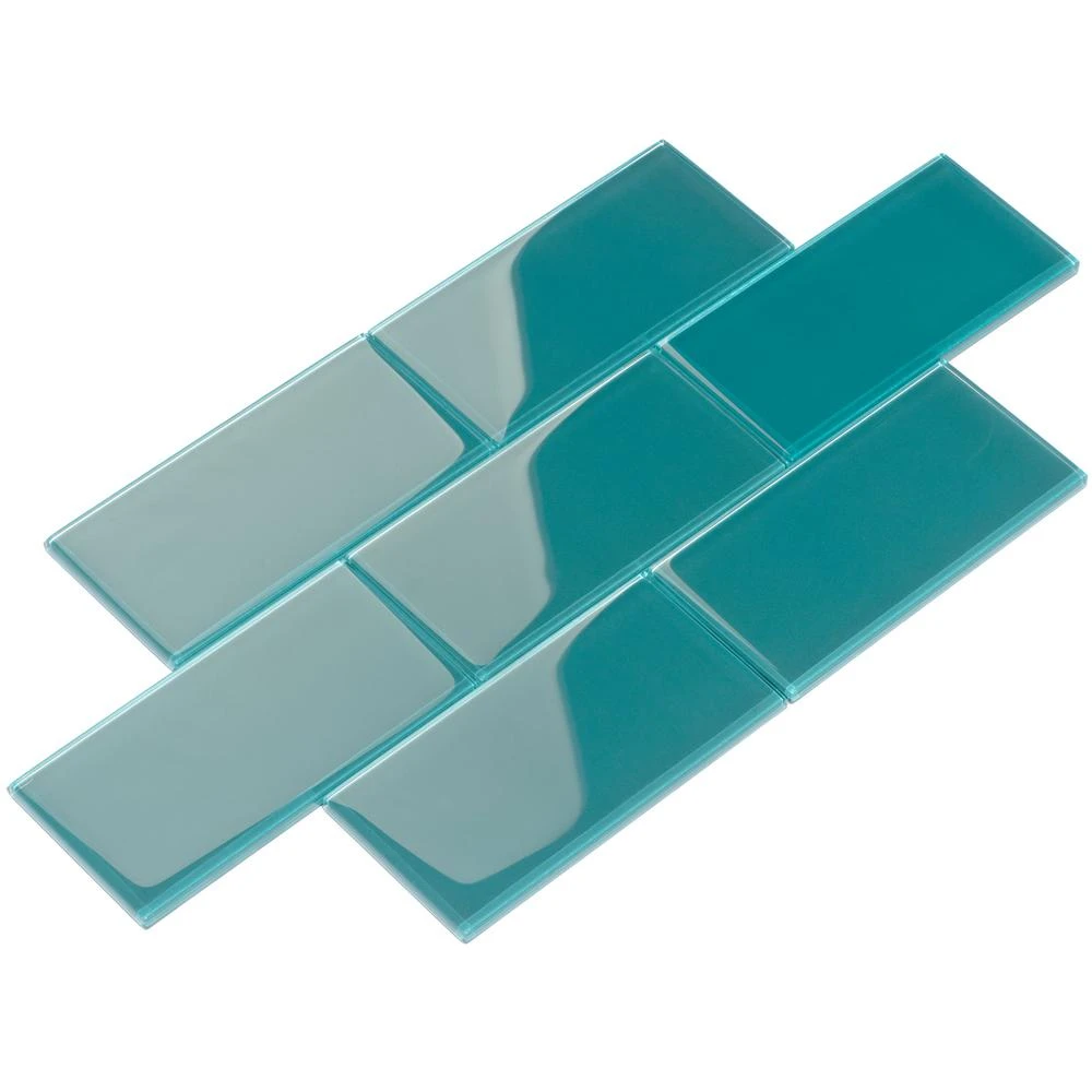 Giorbello Dark Teal 4 In. X 12 In. X 8mm Glass Subway Tile (5 Sq. Ft./Case) - Image 8