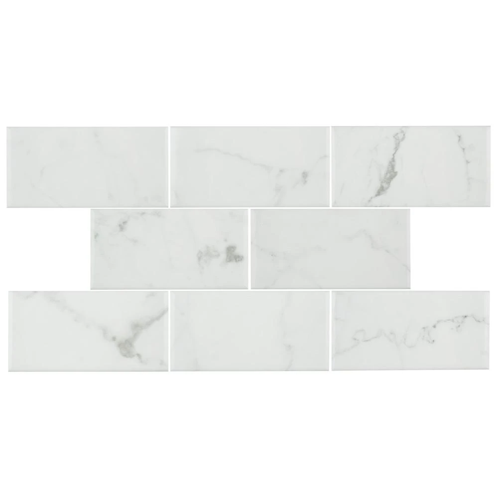 Merola Tile Classico Carrara Glossy 3 In. X 6 In. Ceramic Subway Wall Tile (6.03 Sq. Ft. / Case) - Image 8