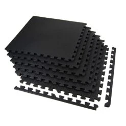 FlooringInc Eco Soft EVA Foam Tiles 2'x2' Tiles Black (4 Tiles) - Play Mat Great For Kid's Flooring