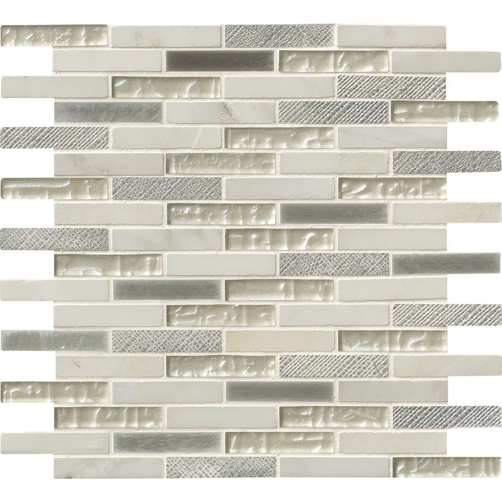 MSI Ocean Crest Brick 12 In. X 12 In. X 8 Mm Glass Metal Stone Mesh-Mounted Mosaic Wall Tile (10 Sq. Ft. / Case) - Image 3