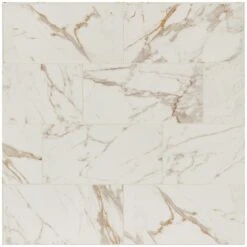 Daltile QuicTile 12 In. X 24 In. Calacatta Marble Polished Porcelain Locking Floor Tile (9.6 Sq. Ft. / Case)