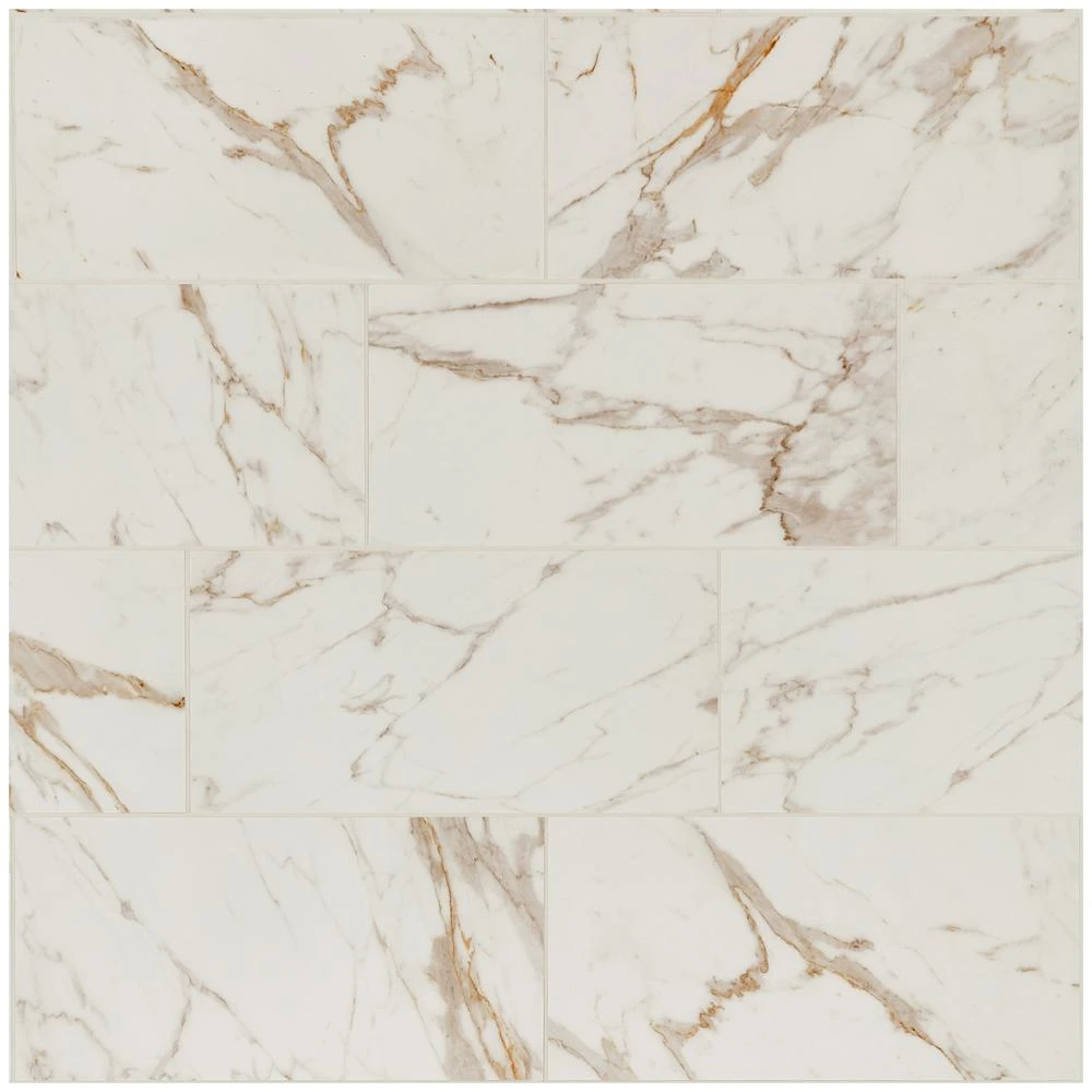 Daltile QuicTile 12 In. X 24 In. Calacatta Marble Polished Porcelain Locking Floor Tile (9.6 Sq. Ft. / Case)