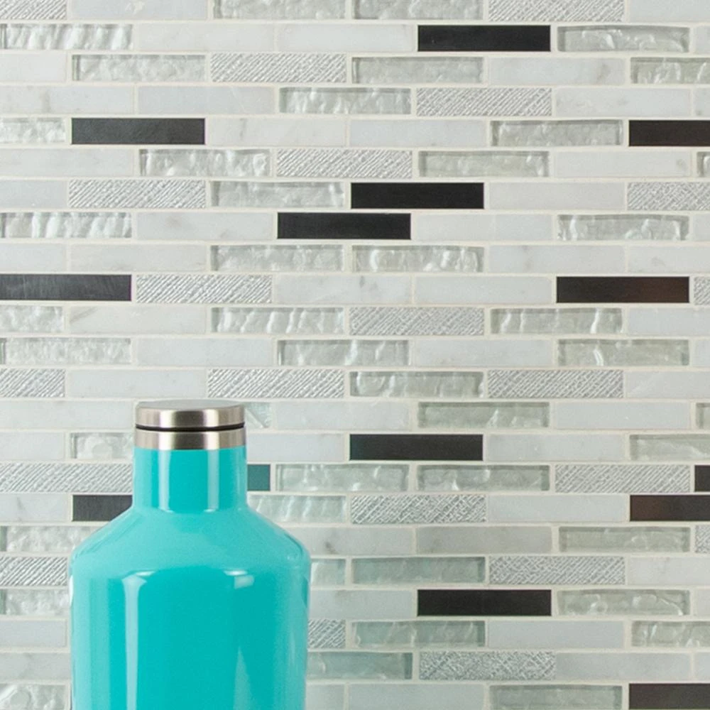 MSI Ocean Crest Brick 12 In. X 12 In. X 8 Mm Glass Metal Stone Mesh-Mounted Mosaic Wall Tile (10 Sq. Ft. / Case) - Image 9