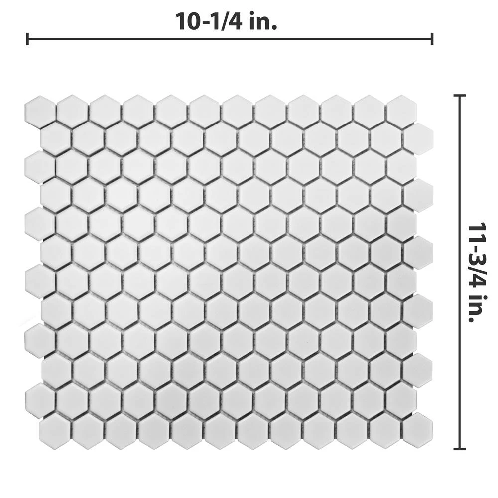 Merola Tile Metro Hex Matte White 10-1/4 In. X 11-7/8 In. X 5 Mm Porcelain Mosaic Tile (8.65 Sq. Ft. /Case) - Image 3